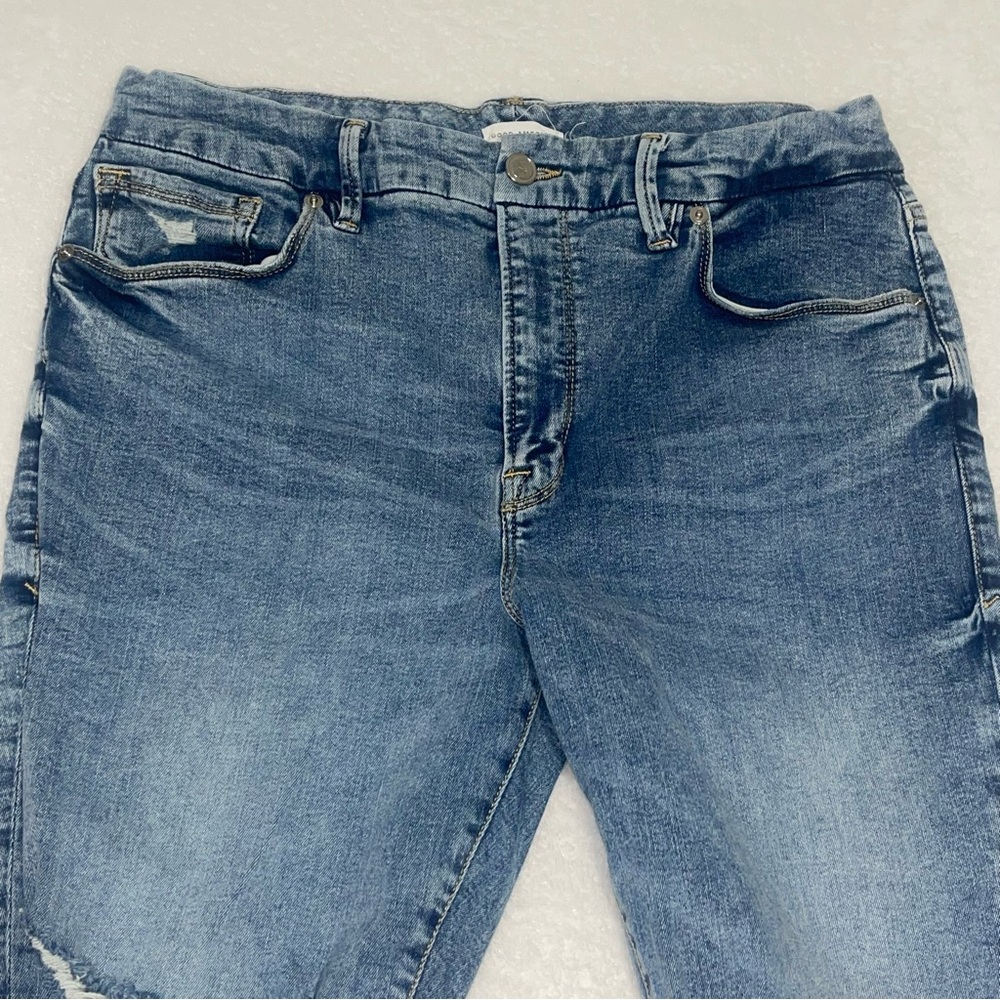 Good American jeans size 15 stretch skinny fit distressed light wash